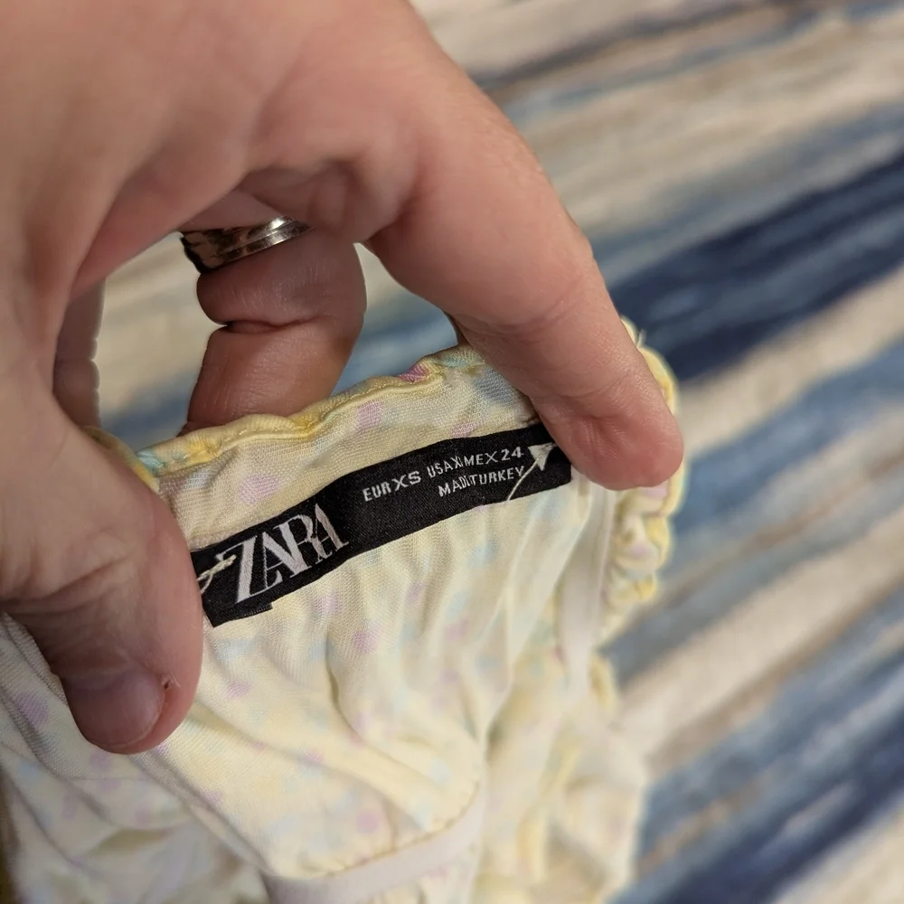 Zara Yellow Floral Puff Sleeve Blouse